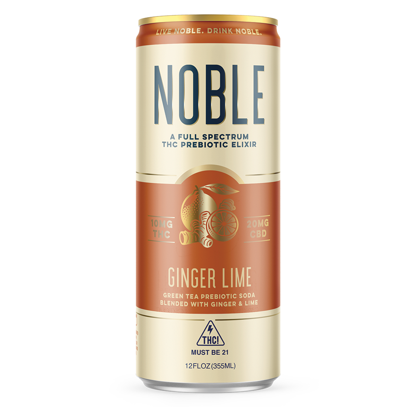 Noble - 12oz 10mg THC + 20mg CBD Green Tea Prebiotic Soda (24ct Case)